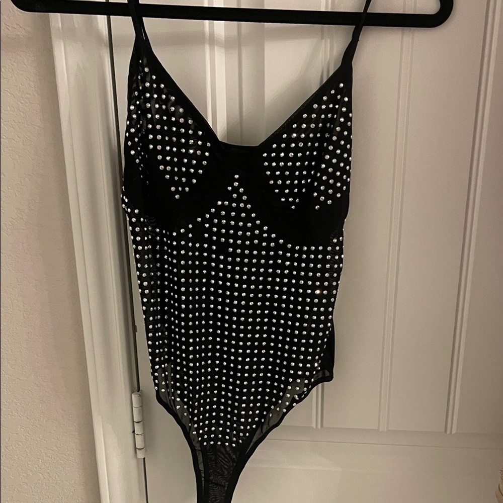 Black Studded Bodysuit size small. Worn ONCE